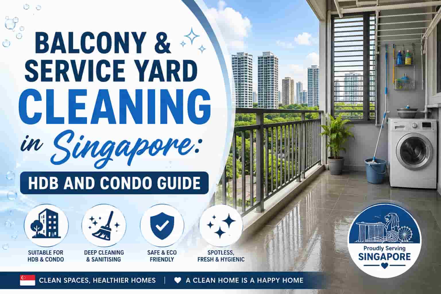 Balcony and service yard cleaning in Singapore for HDB and condo homes