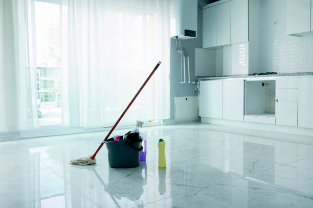 mopping living room floor